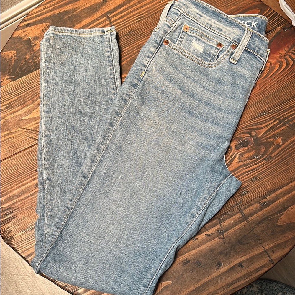 J. Crew High Waisted Toothpick Denim Blue Skinny Jeans